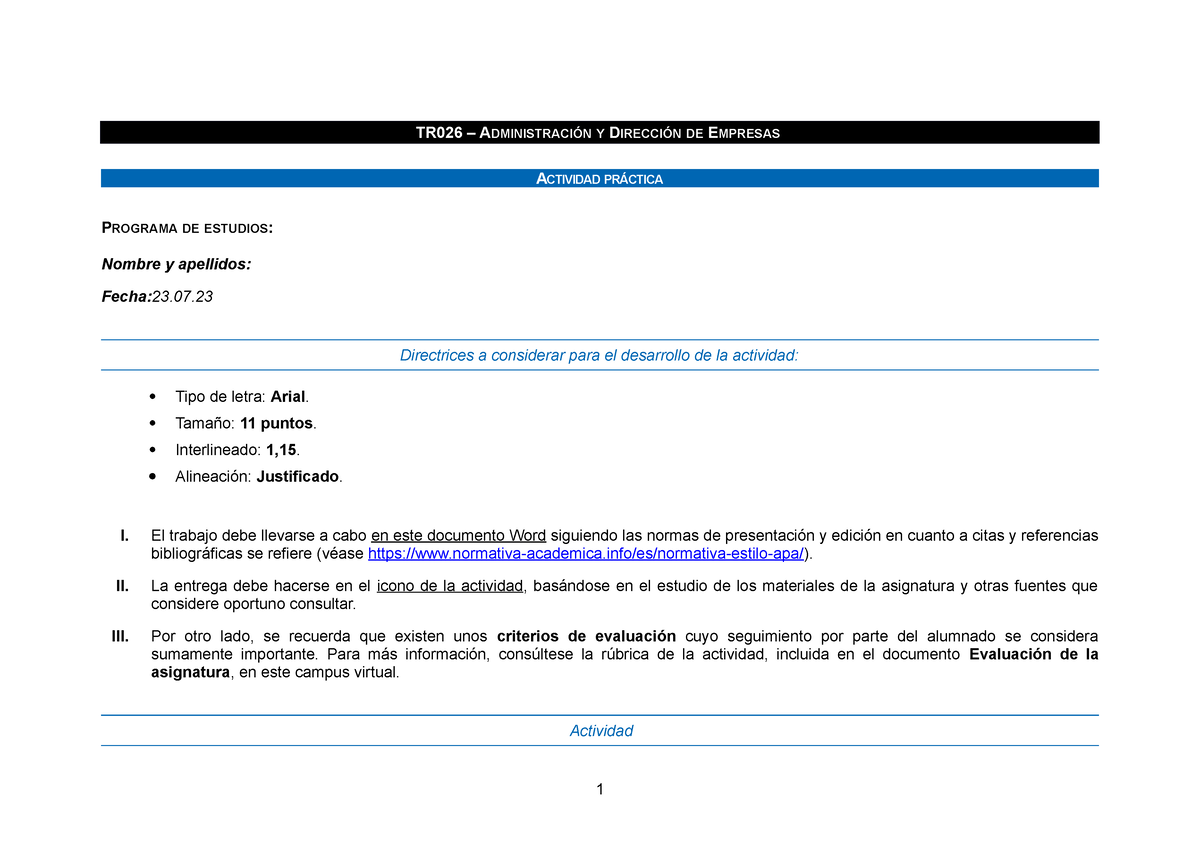 Tr026 Cp Co Esp V5r0 Tarea Administración De Empresas Tr026 AdministraciÓn Y DirecciÓn De 2613