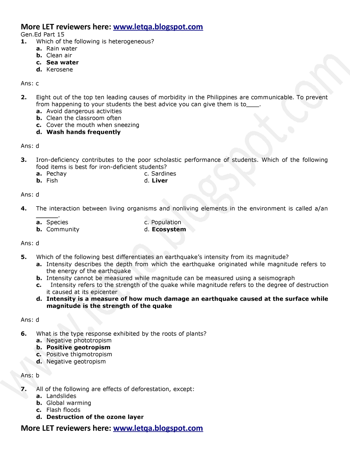 Gen Part 15 - General Education Part 15 - More LET Reviewers Here ...