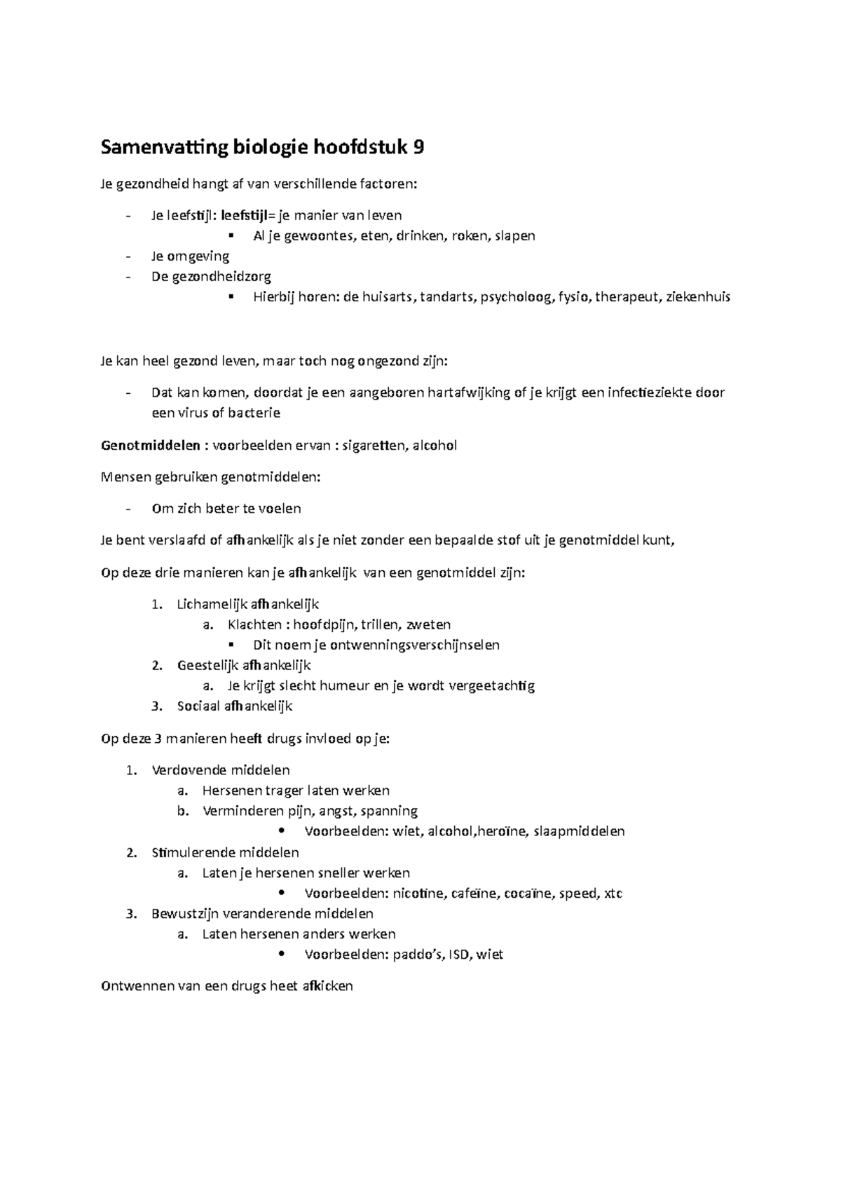 Biologie Samenvatting Toetsweek - Samenvatting Biologie Hoofdstuk 9 Je ...