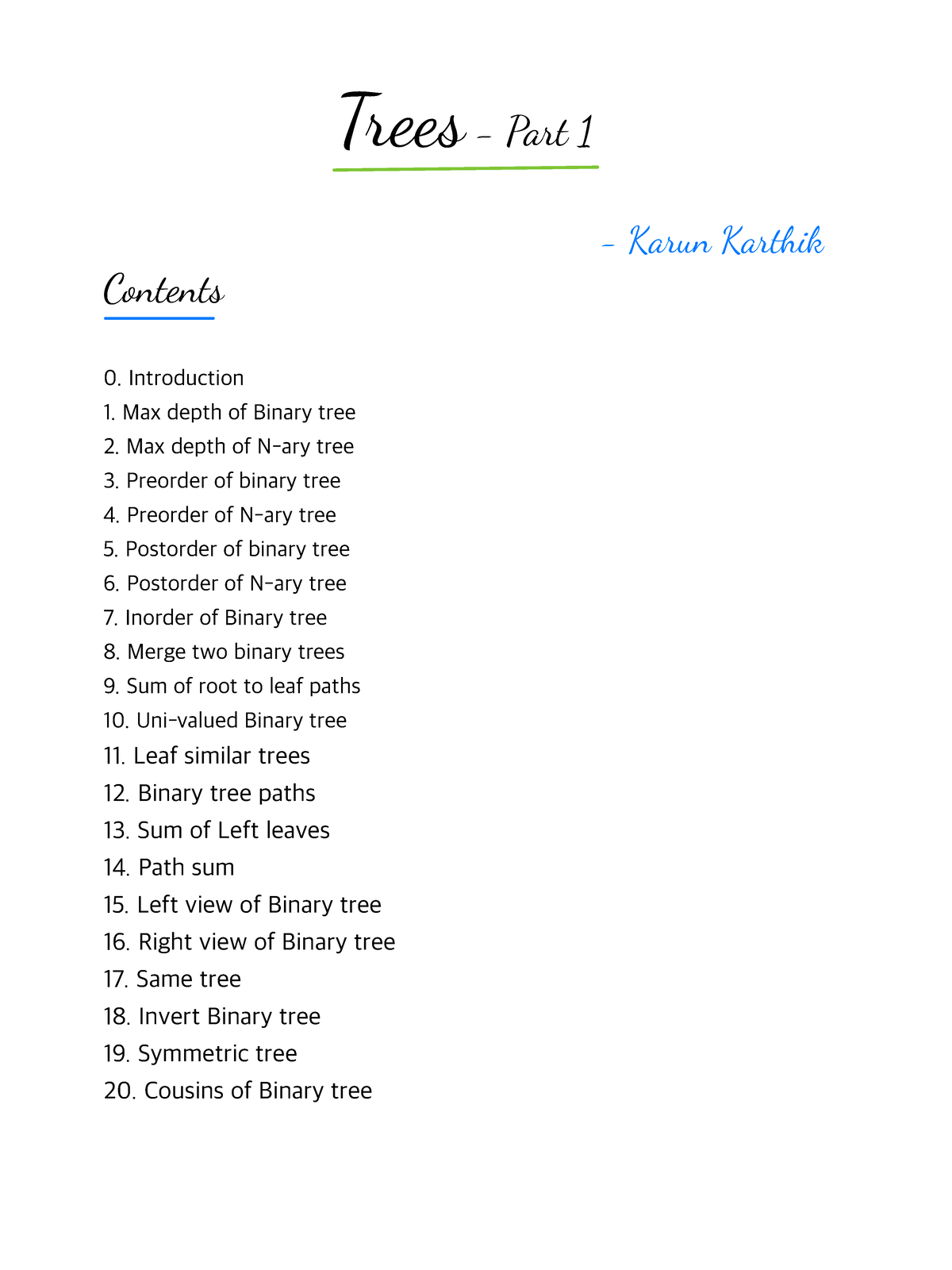 Tree1 - Trees - Part 1 - Karun Karthik Contents Trees Tree - collection ...