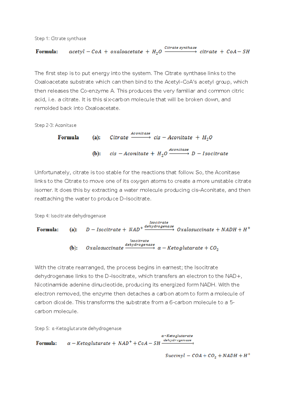 Krebs Cycle lab Step 1 Citrate synthase The first step is to put