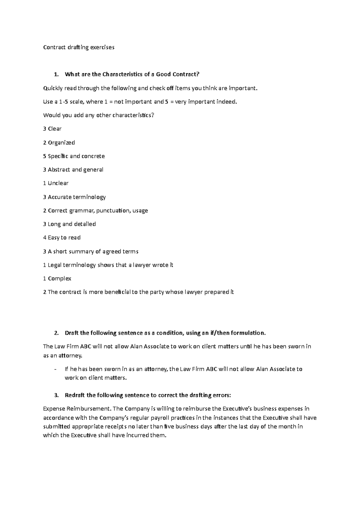 Contract drafting exercises Contract drafting exercises What are the