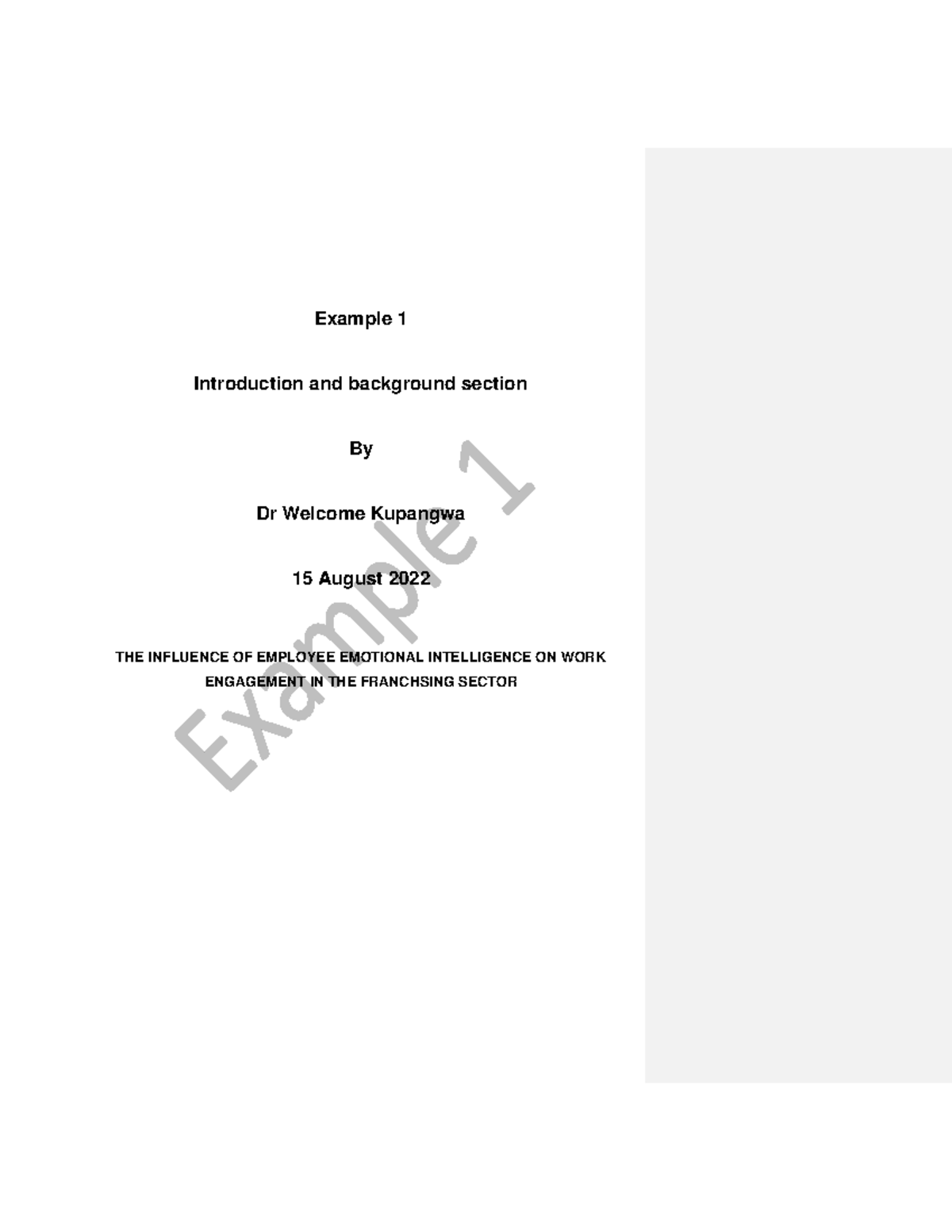 Introduction section - Example 1 - Example 1 Introduction and ...