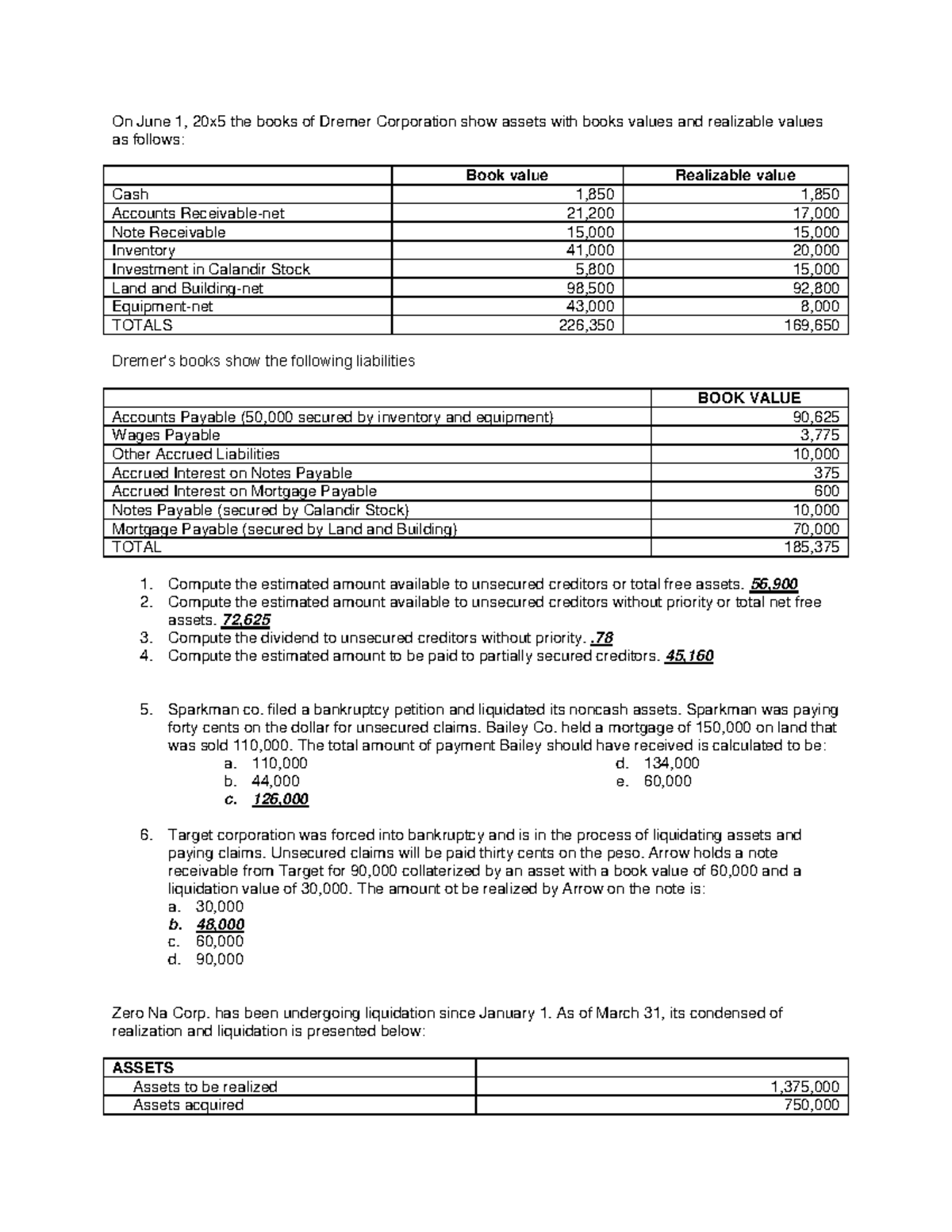 Corporate Liquidation 5 Pdf Free Eeeeeeeeeeeee - On June 1, 20x5 The ...