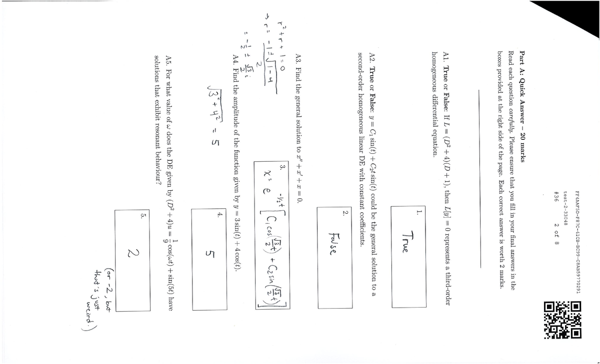 Test 2 - F19 - Solutions - Math 2270 - Studocu