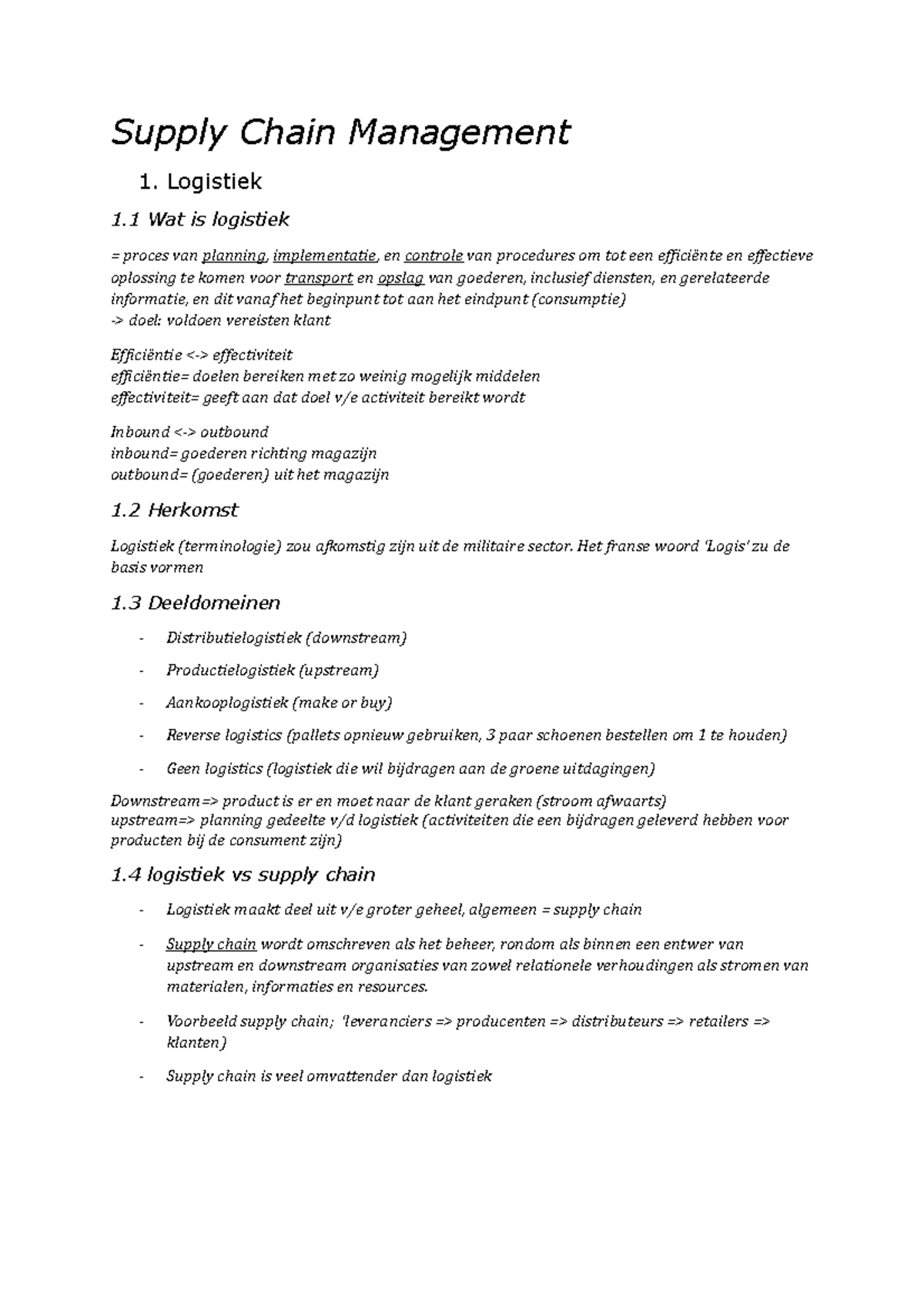 Supply Chain Management Samenvatting - Supply Chain Management 1 ...