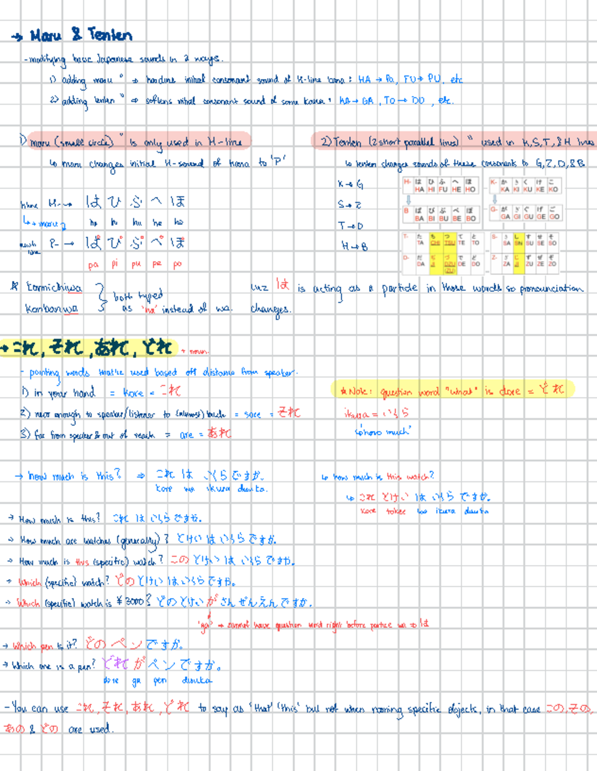 Japanese (dragged) 3 - These are basic lecture notes. - > Maru & Tenten ...