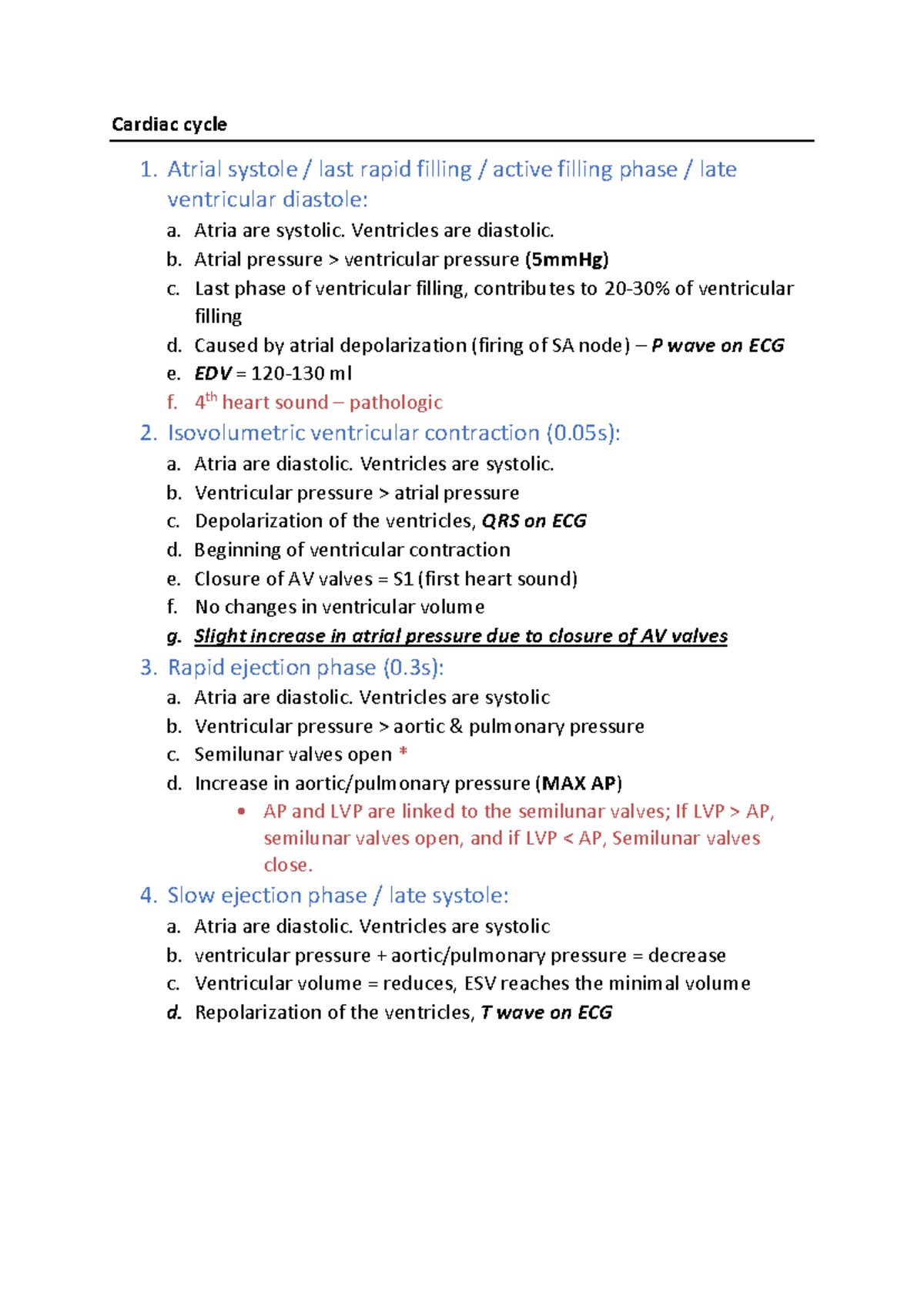 Cardiac cycle and heart sounds - Cardiac cycle 1. Atrial systole / last ...