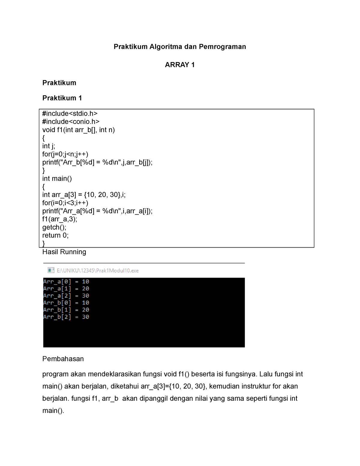 Praktikum Algoritma Dan Pemrograman Array 1 - Praktikum Algoritma Dan ...