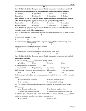 BÀI TẬP NGỮ ÂM - grammar - BÀI TẬP NGỮ ÂM Exercise 1: Choose the letter ...