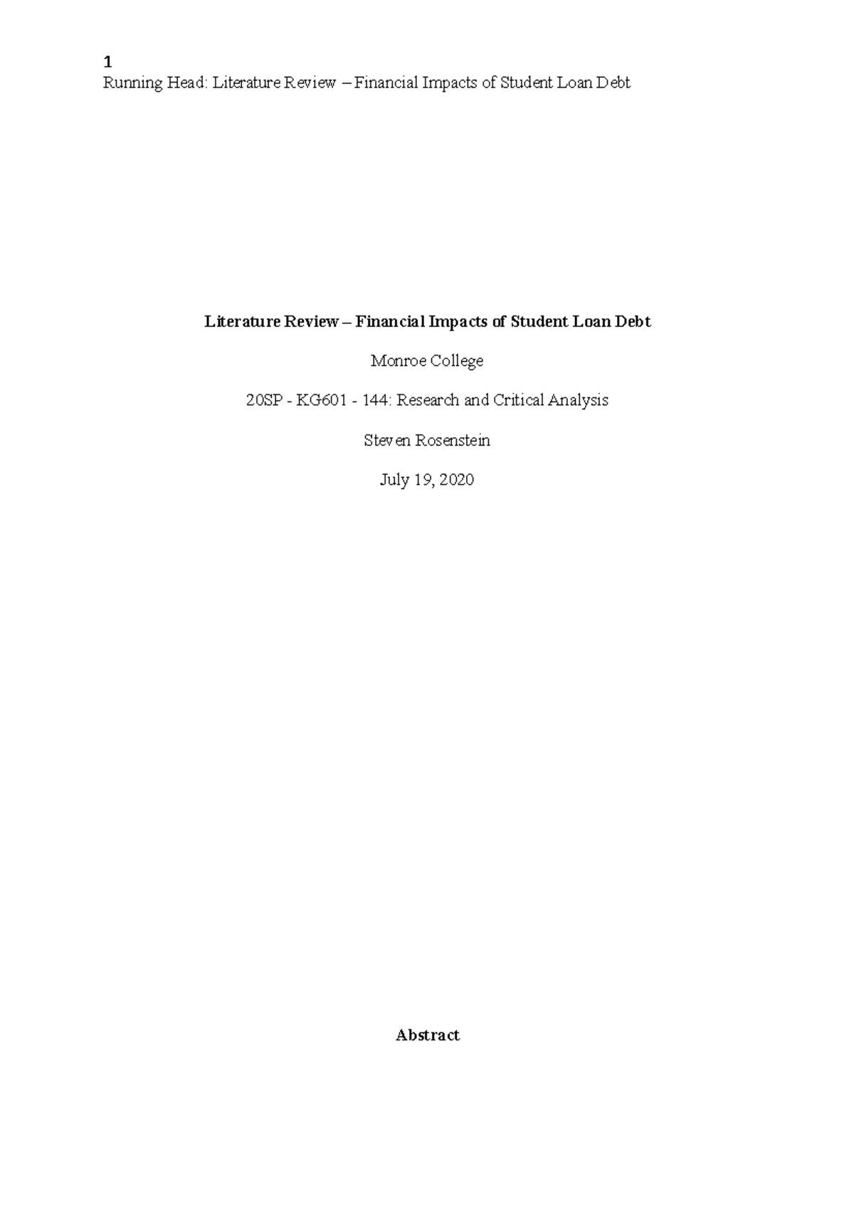 literature review on students loan