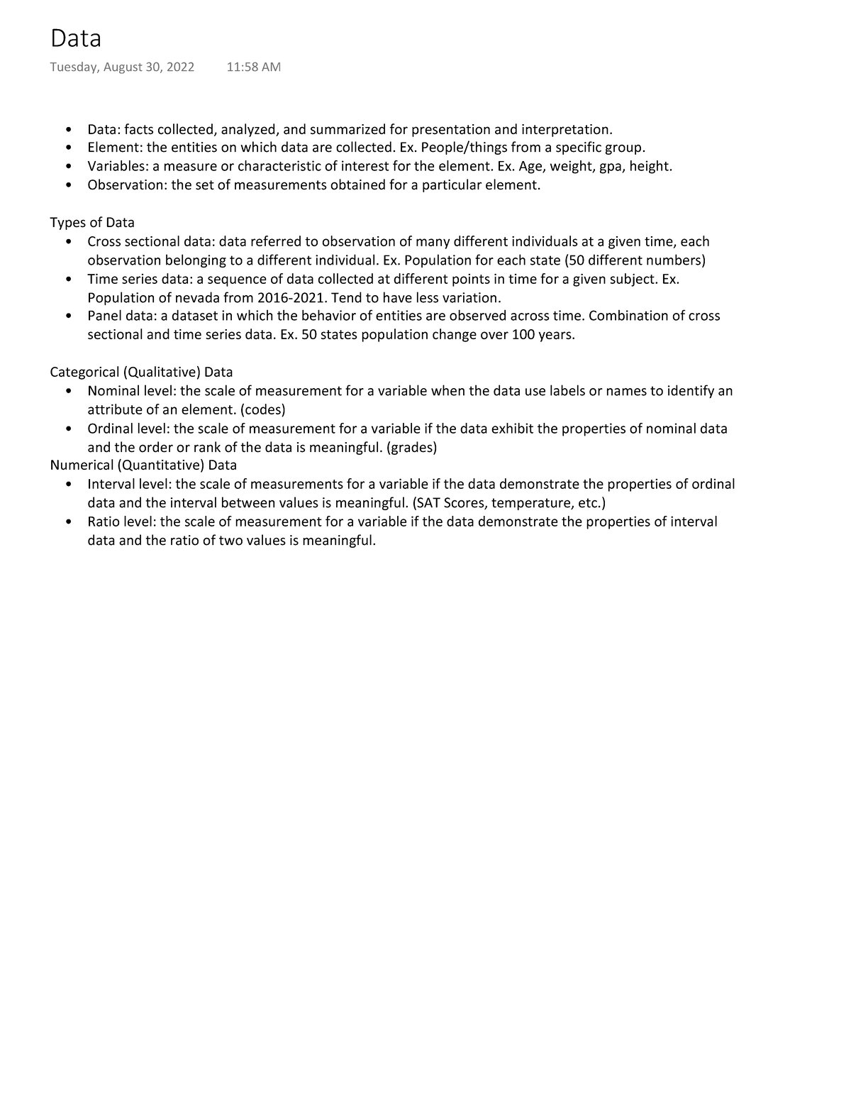 Data - NOTES - Data: facts collected, analyzed, and summarized for ...