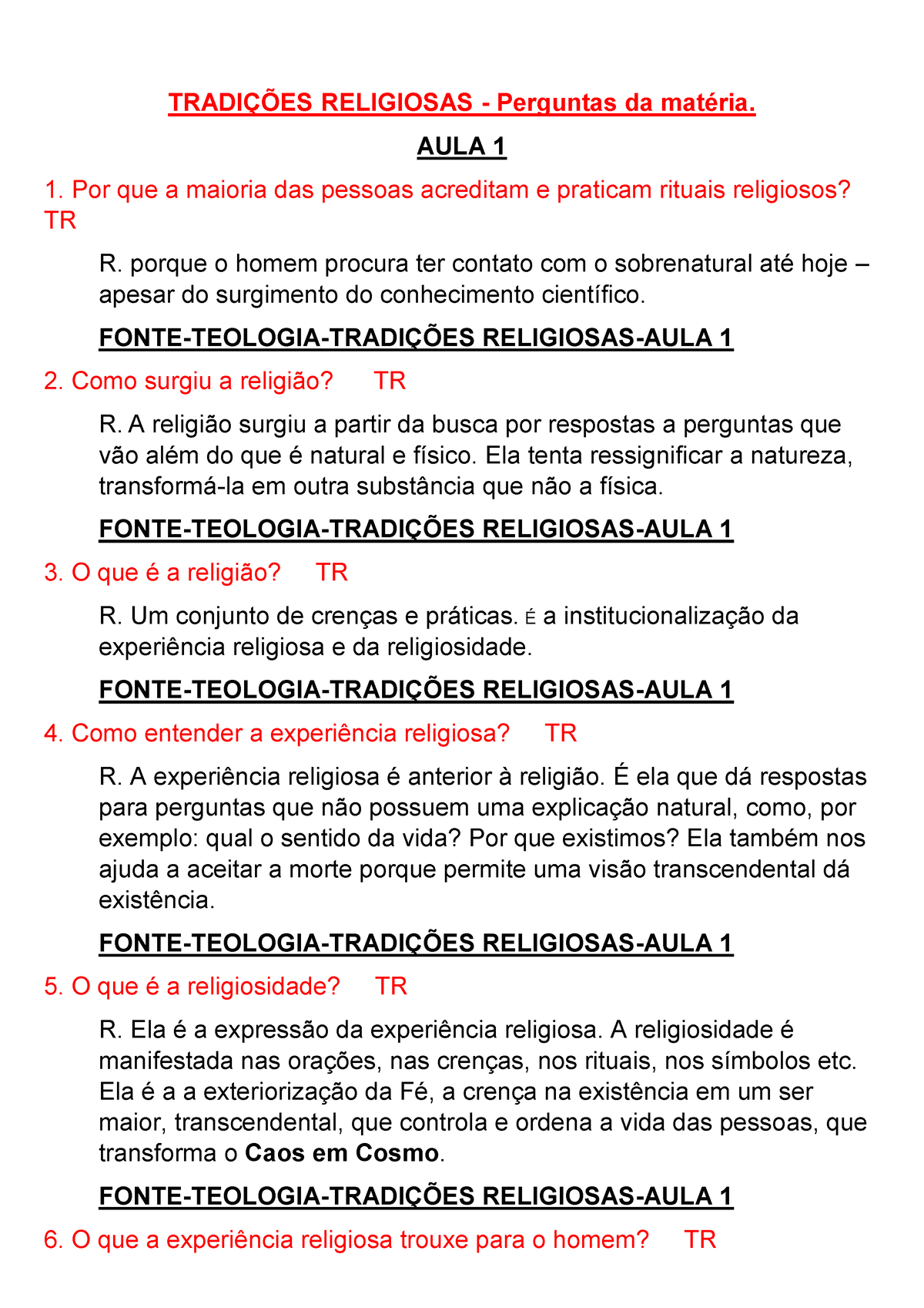 Ensino Religioso - Aula 10 - Tradições religiosas, mídias e