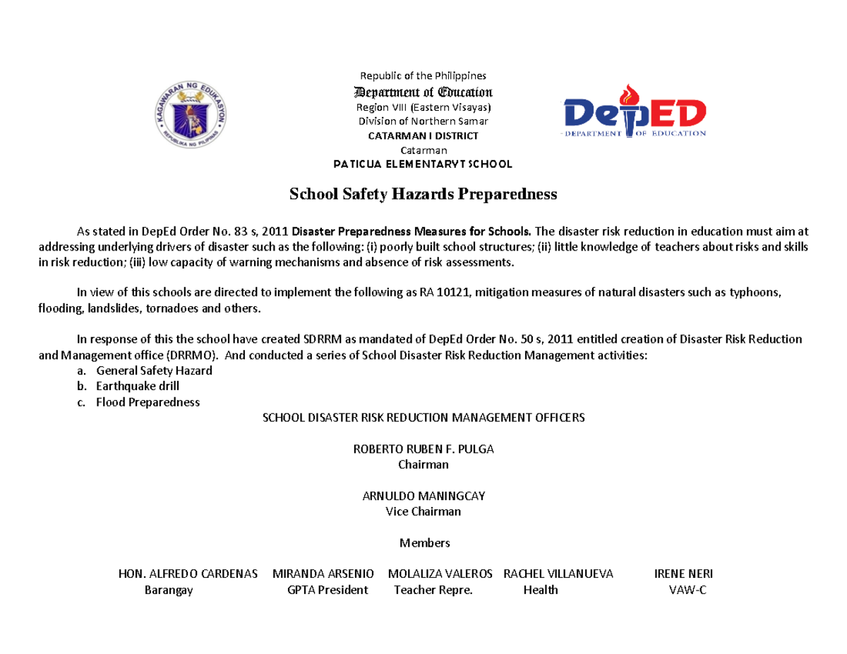 Pdfcookie - DRRM - Republic of the Philippines Department of Education ...