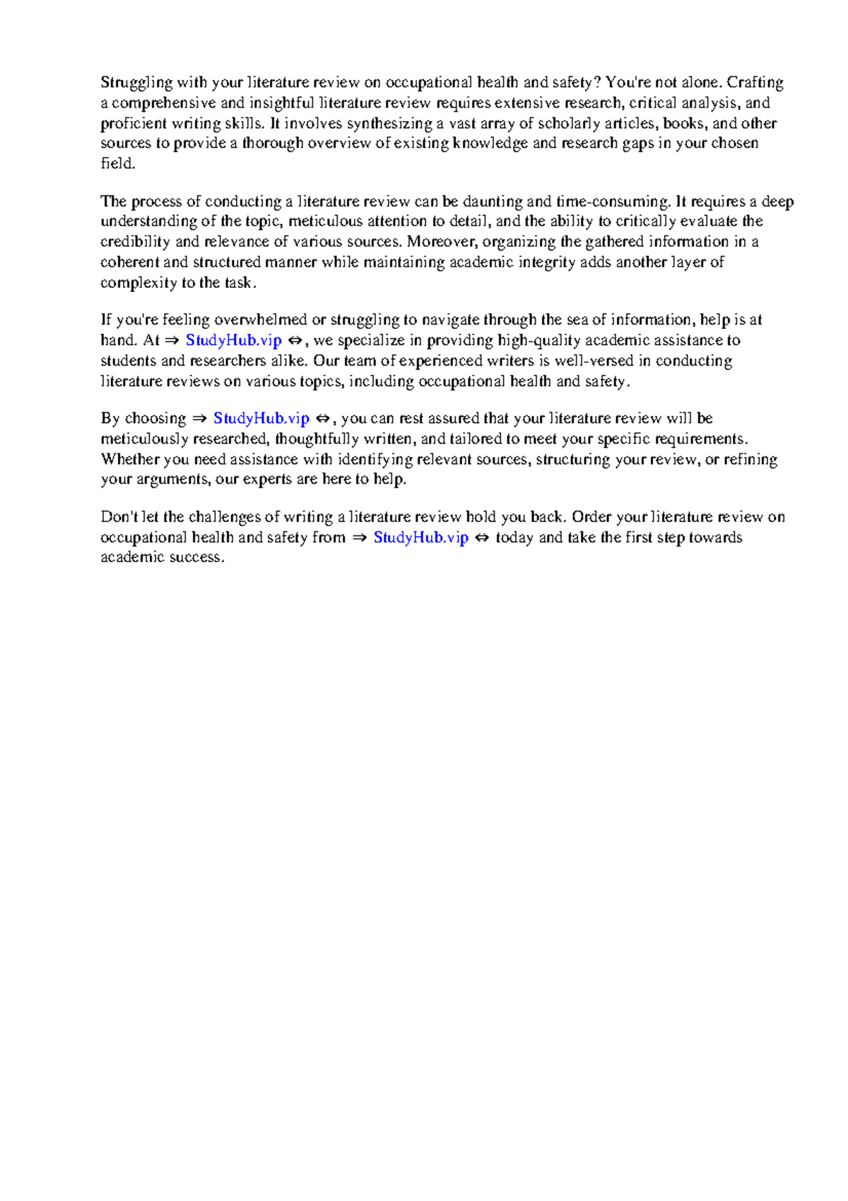 Literature Review On Occupational Health And Safety - Struggling with ...