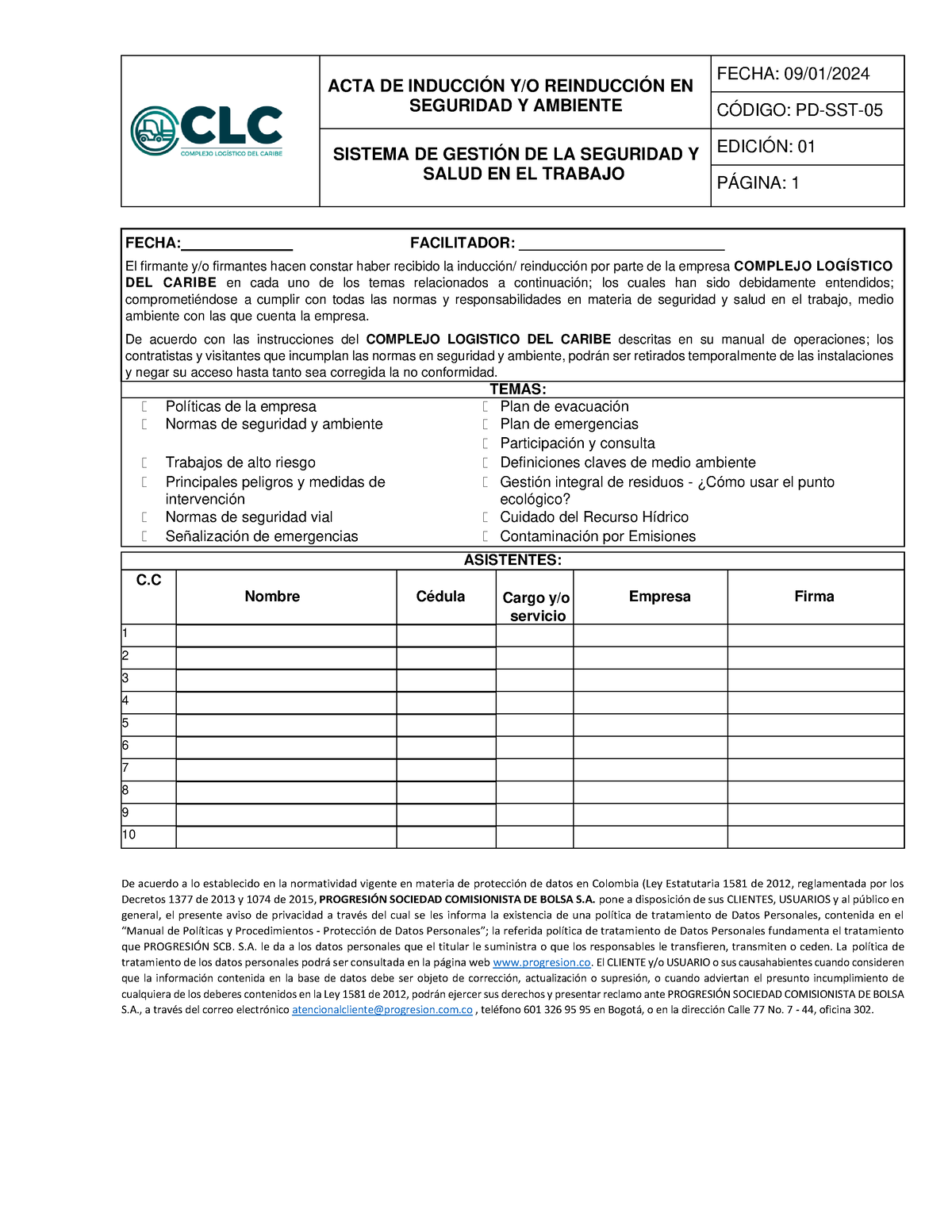 Formato DE Inducción (revisado) - ACTA DE INDUCCIÓN Y/O REINDUCCIÓN EN ...