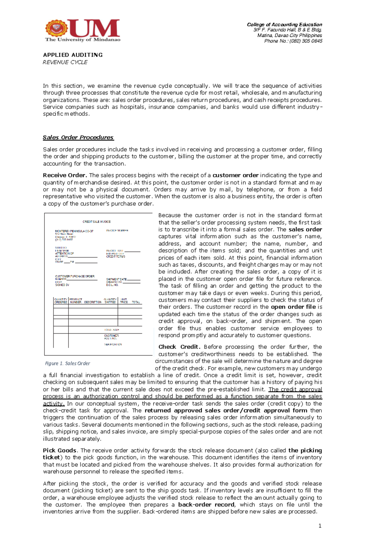 Supplementary Material- Revenue Cycle - 3/F F. Facundo Hall, B & E Bldg ...