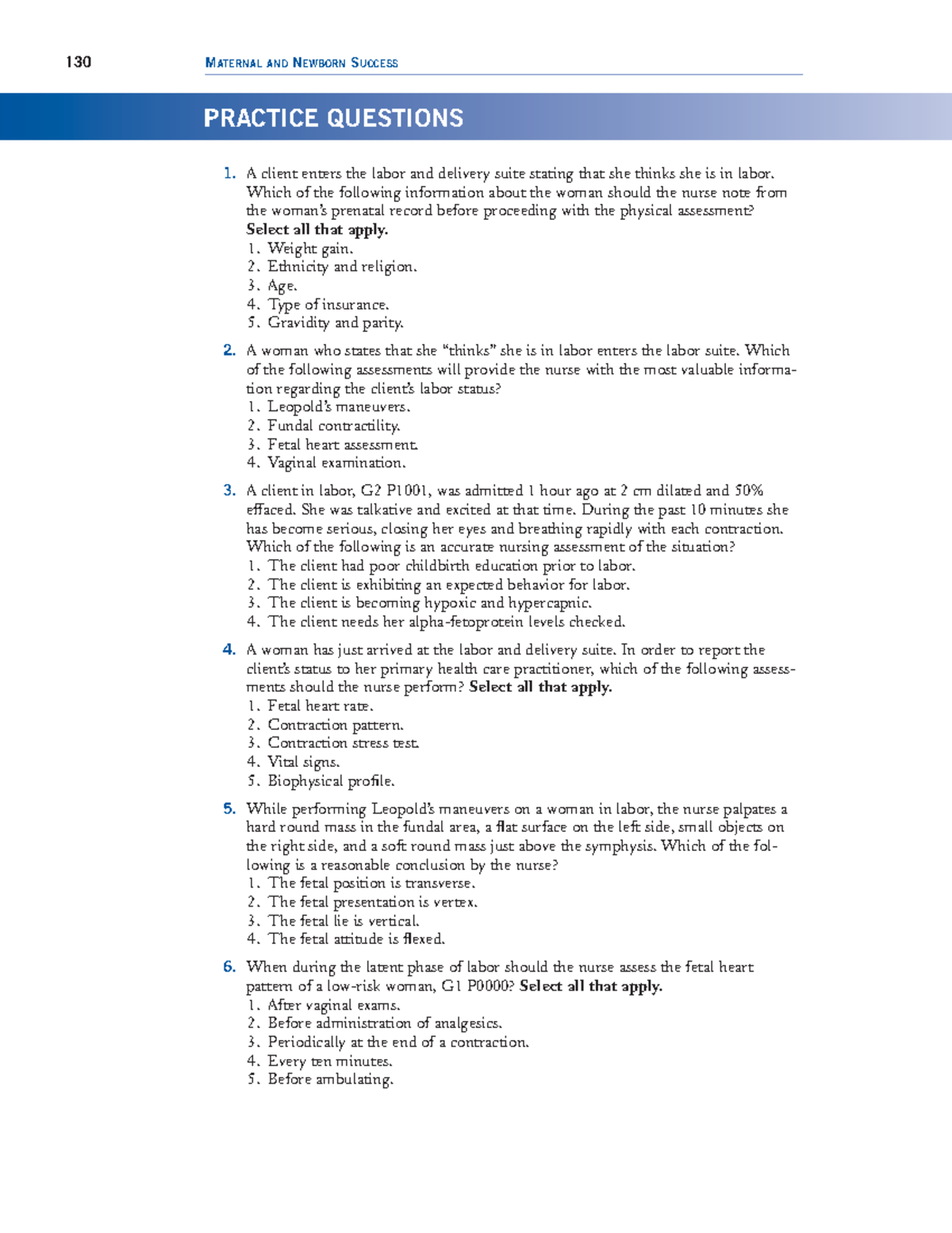 Nclex QA with rationales maternal and newborn 130 MATERNAL AND