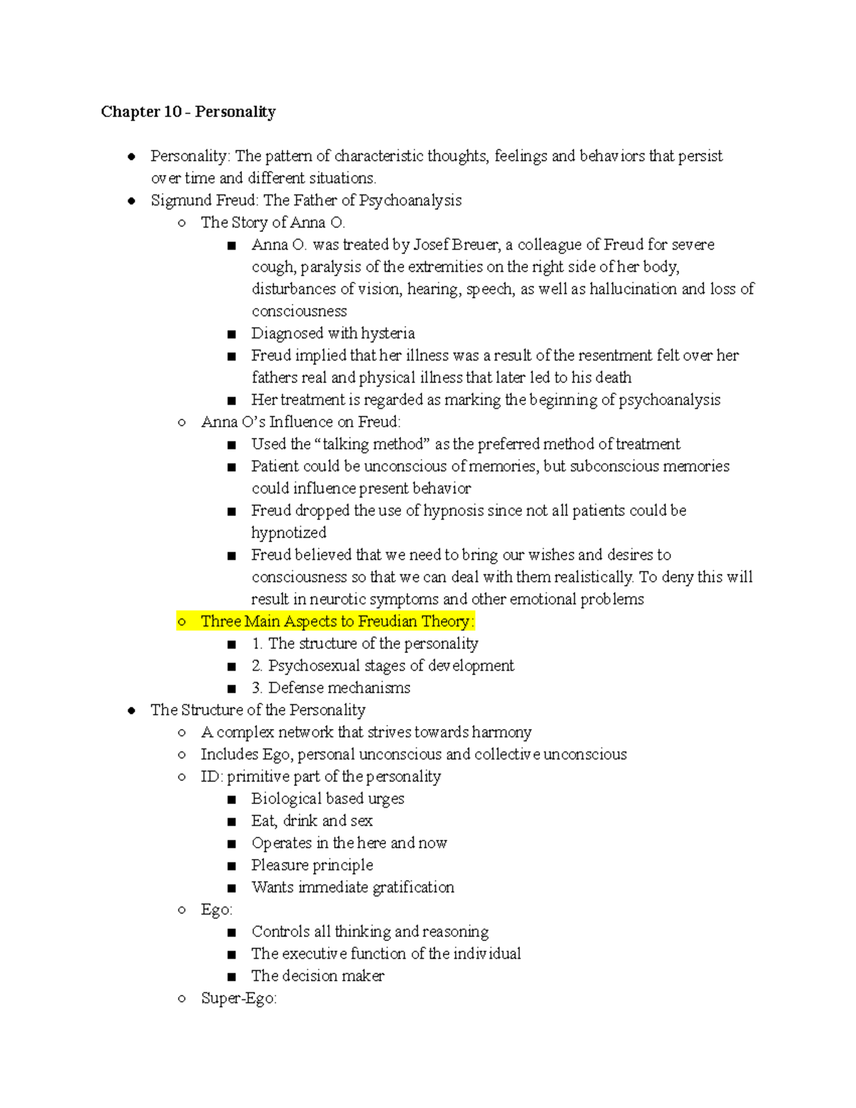 Psych 101 Chapter 10 Personality Chapter 10 Personality