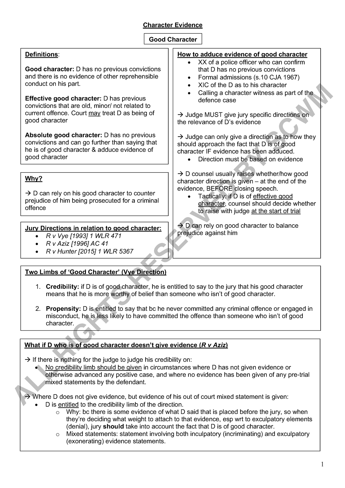 Session 8 - Character Evidence Consolidation Notes - Character Evidence ...