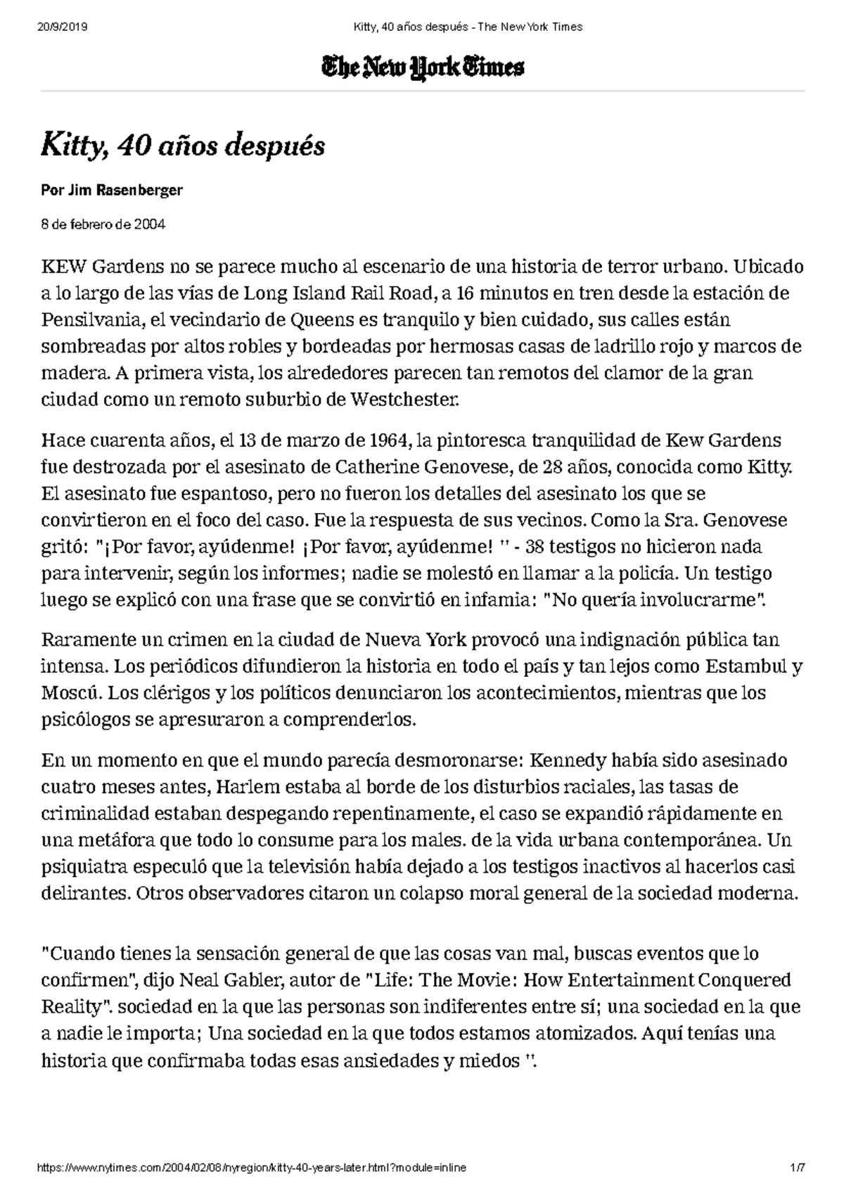 Kitty, 40 años después - The New York Times - Por Jim Rasenberger 8 de ...