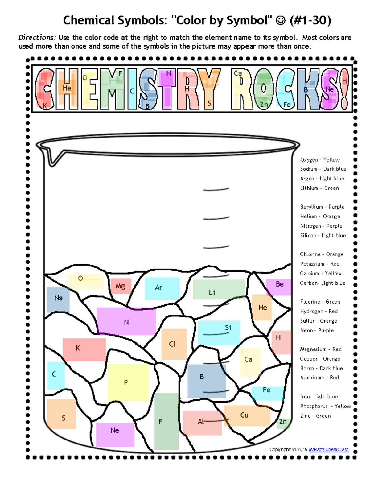 Kami Export - Selina Chen - Chemical Symbols-Color By Number- Beaker ...