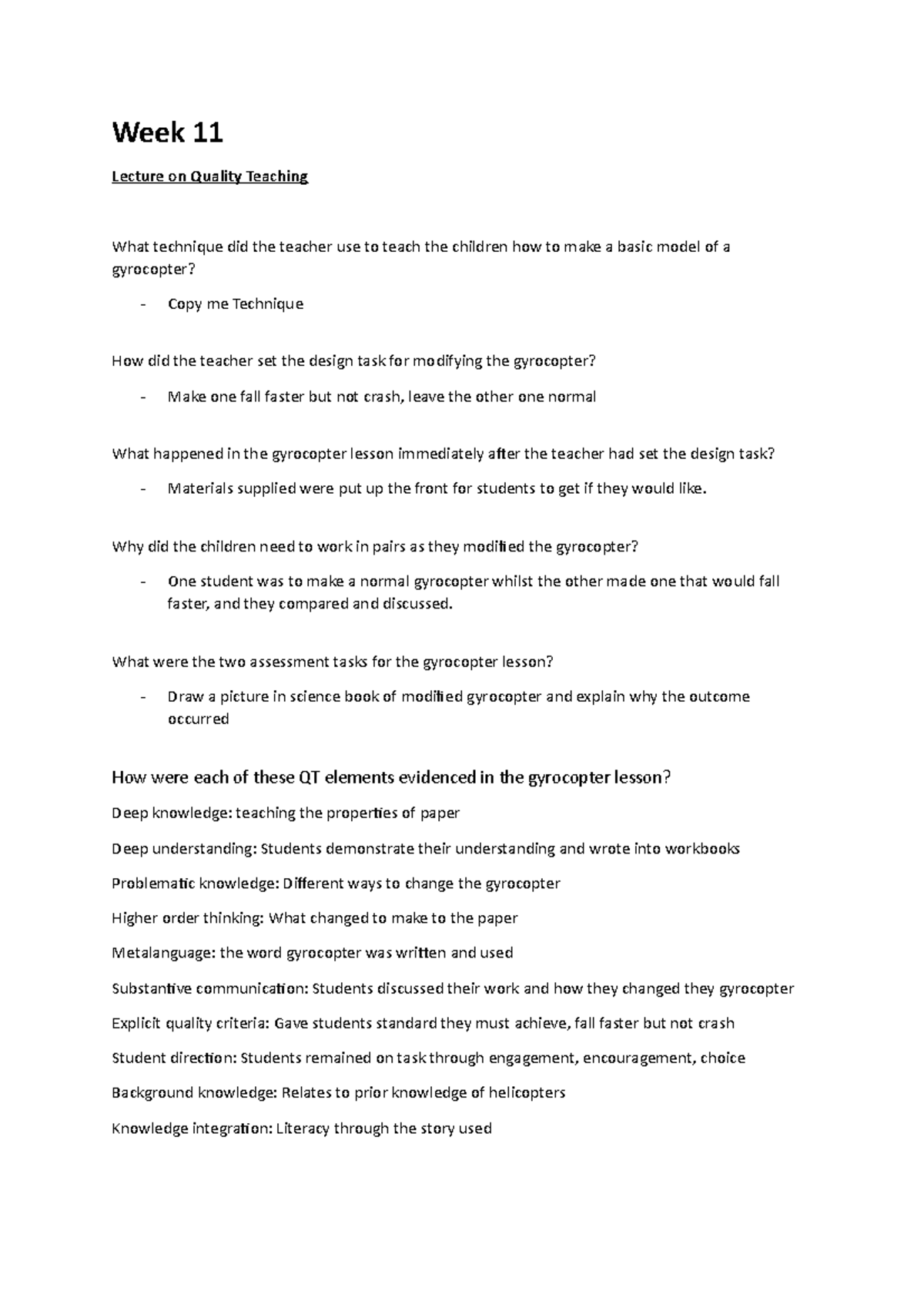 Science week 11 - This is the week 11 lecture notes to prepare for the ...