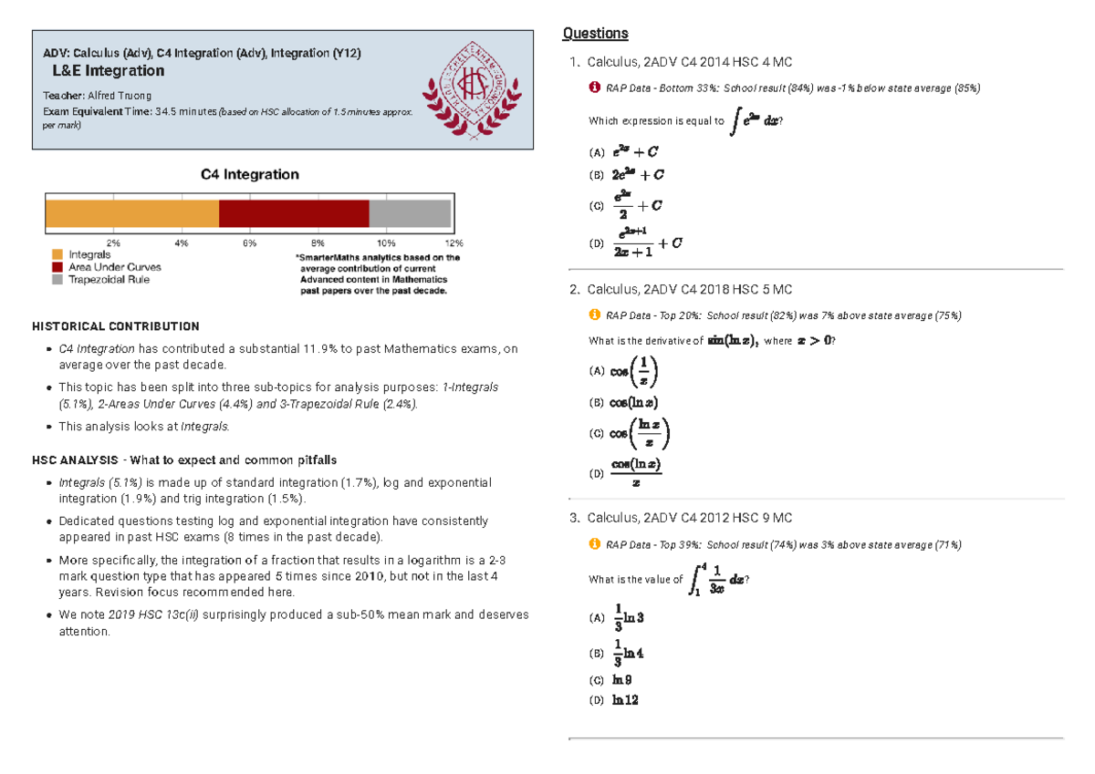 12 - Integration - Log & Exponential Integration - ADV: Calculus (Adv ...