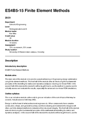 FEM QS 1 - Finite elemental methods questions and additional practice ...