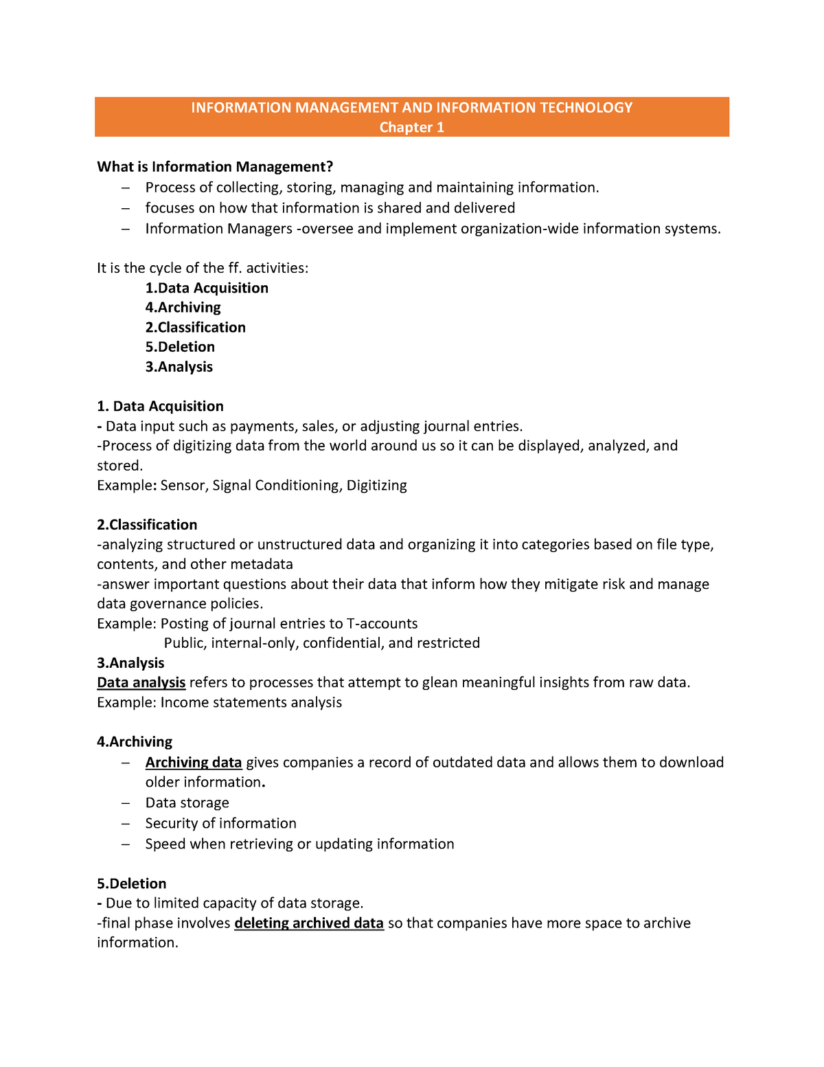 AIS 3 CHAP. 1-5 Reviewer - INFORMATION MANAGEMENT AND INFORMATION ...