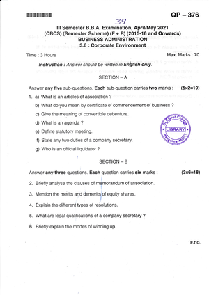 Workbook BBA.BCOM Semester I - Generic English (L2) I Semester B/BBA ...