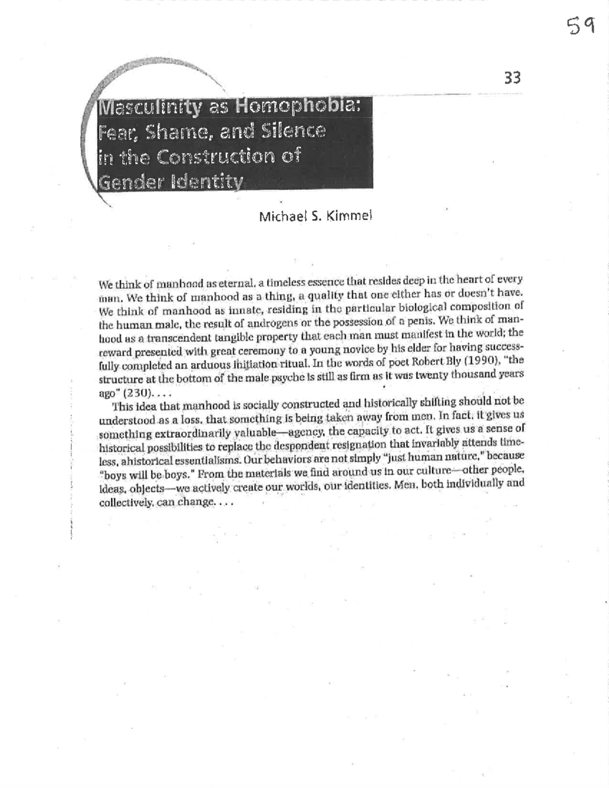 Kimmel - Masculinity as Homophobia-Fear, Shame, and Silence in the ...
