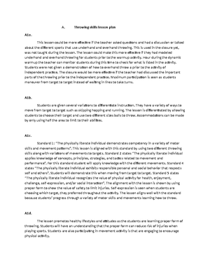 C367 PE Task - PE Task - A. In a Heartbeat Lesson Plan. a) The ...