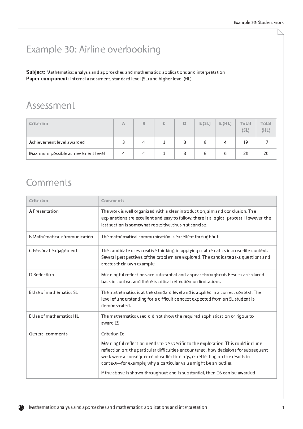Airline Overbooking - Examiners - Mathematics: analysis and approaches ...