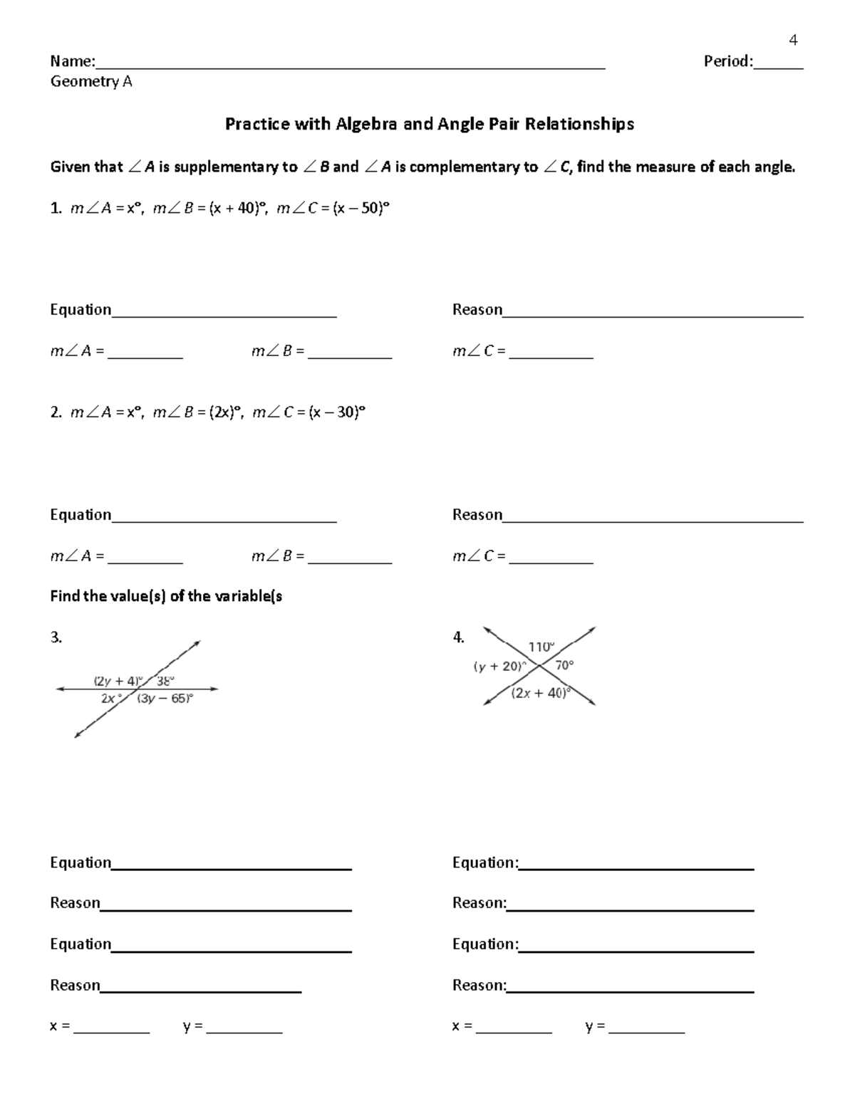 4-practice-with-algebra-and-angle-pair-relationships-studocu