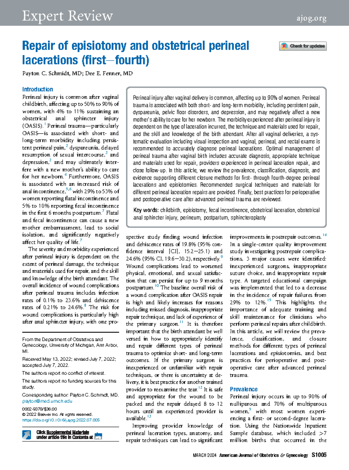 Técnicas Apuntes Repair Of Episiotomy And Obstetrical Perineal