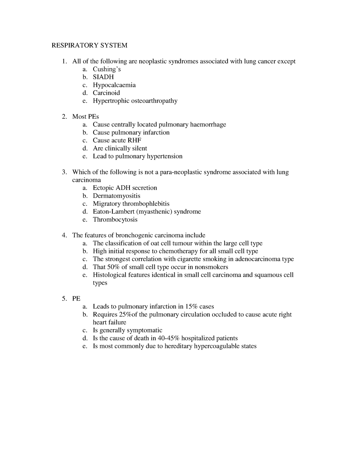 Pathology MCQ - Respiratory System-1 - RESPIRATORY SYSTEM All Of The ...