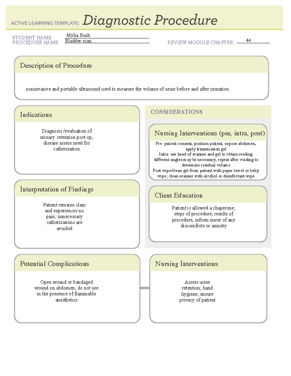 Bladder scan - Template - STUDENT NAME PROCEDURE NAME REVIEW MODULE ...