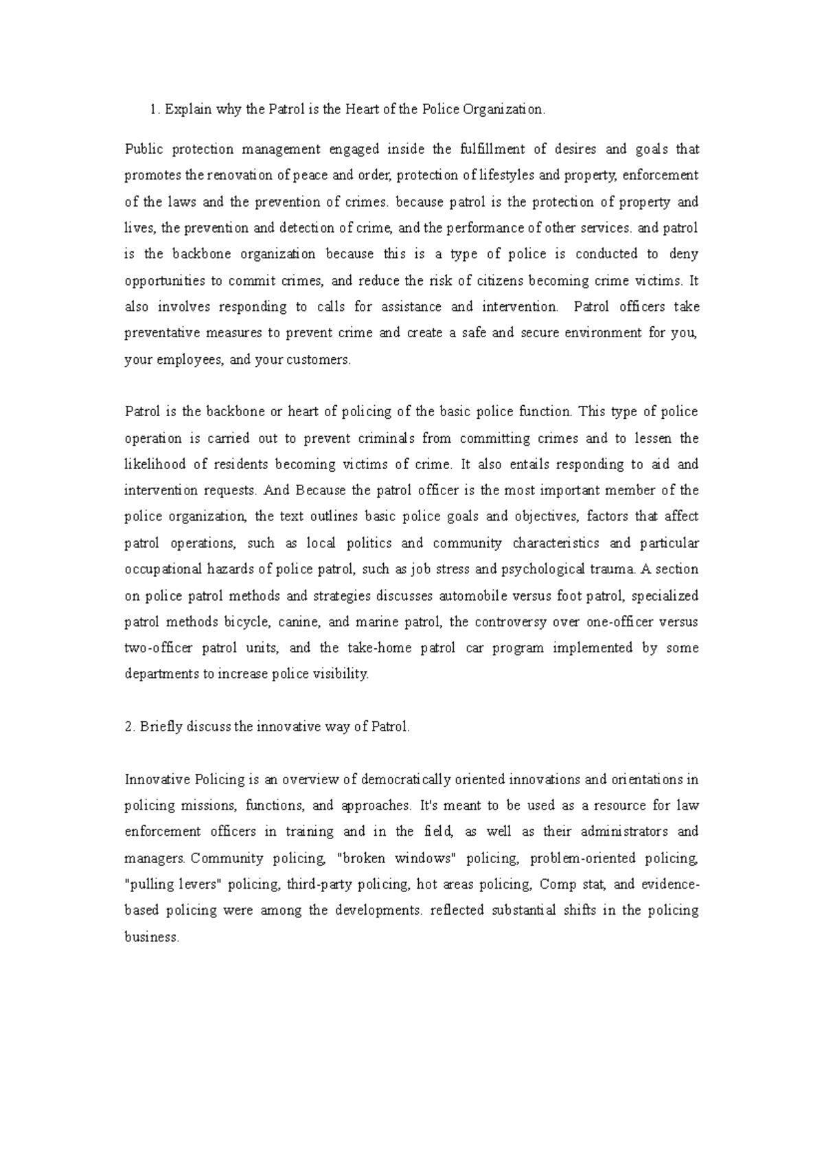 HT2 - LEAD311 Lecture no. 2 - Explain why the Patrol is the Heart of ...
