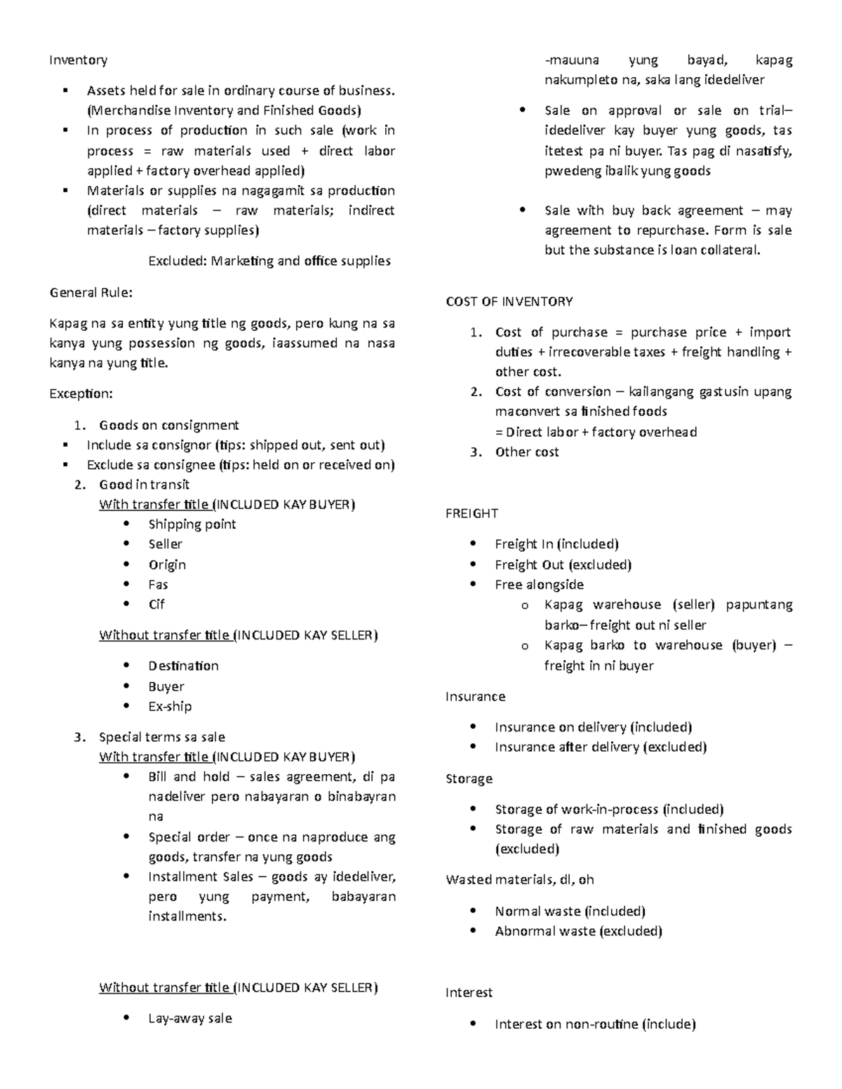 Inventory and inventory management - Inventory Assets held for sale in ...