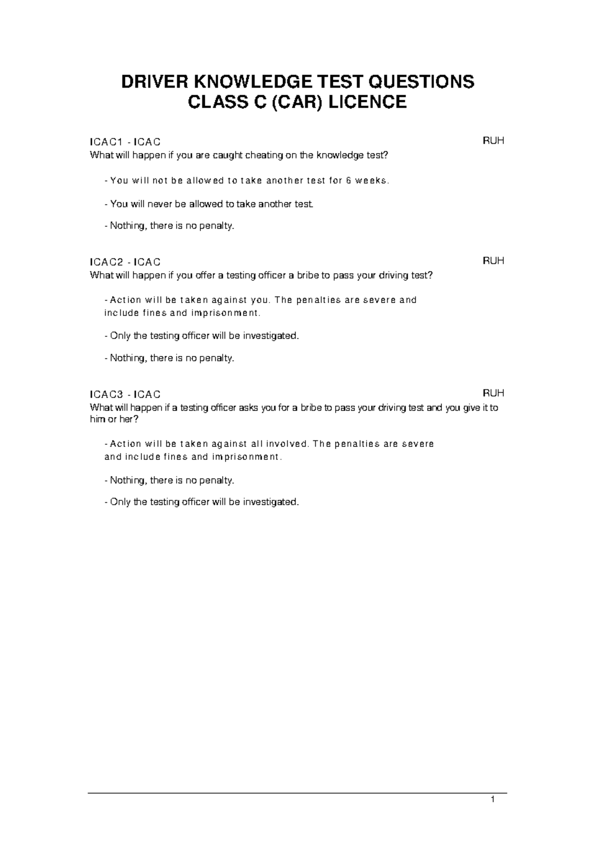 Driver knowledge test questions car DRIVER KNOWLEDGE TEST QUESTIONS