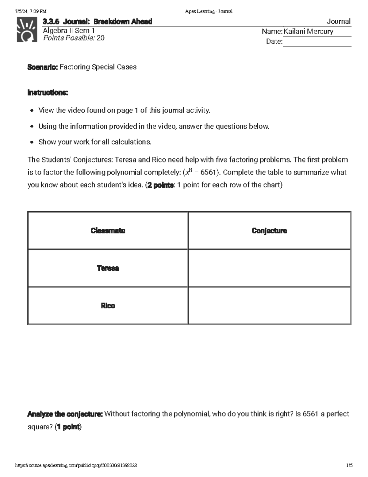 Apex learning journal 3 3 journal breakdown ahead journal algebra