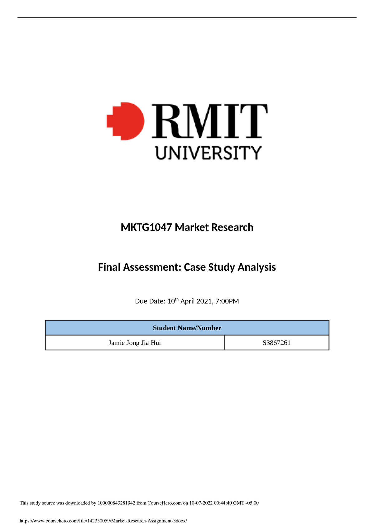 market research assignment 3