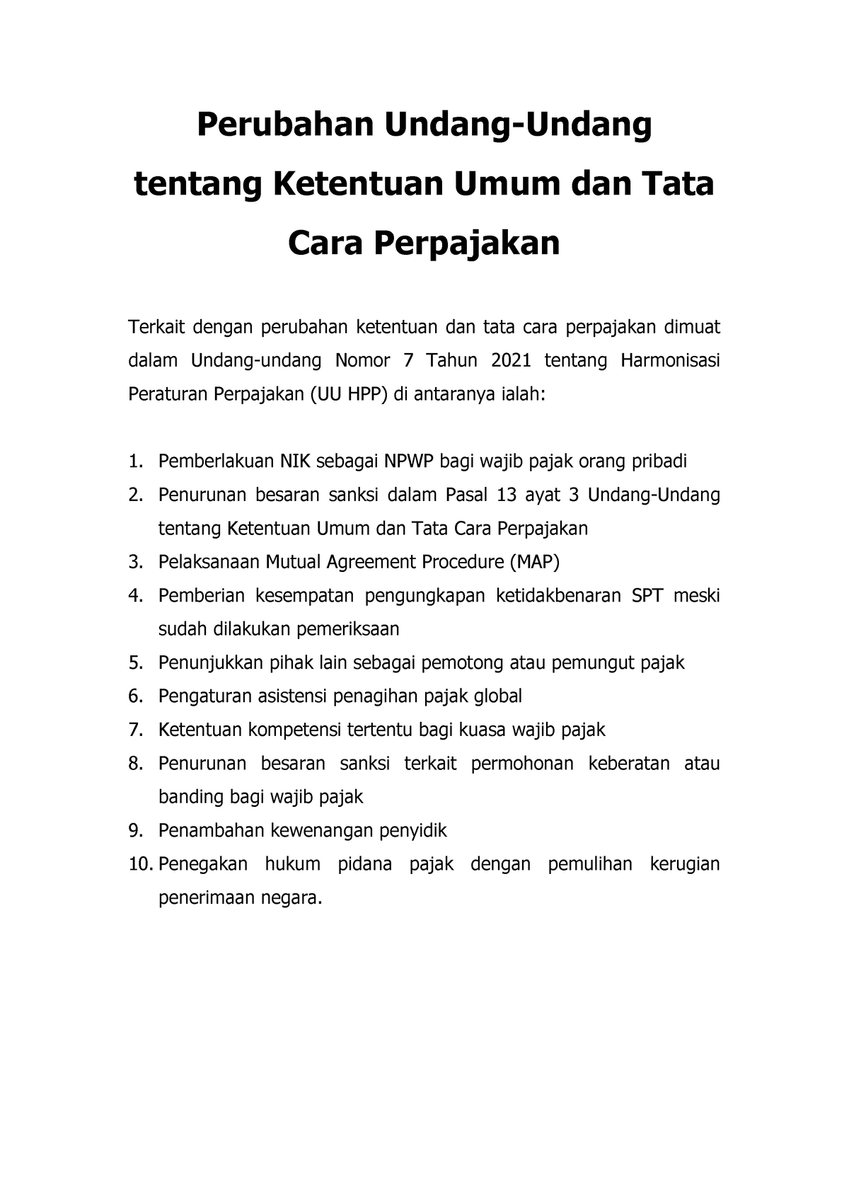 71. Perubahan Ketentuan Tata Cara Perpajakan - Perubahan Undang-Undang ...