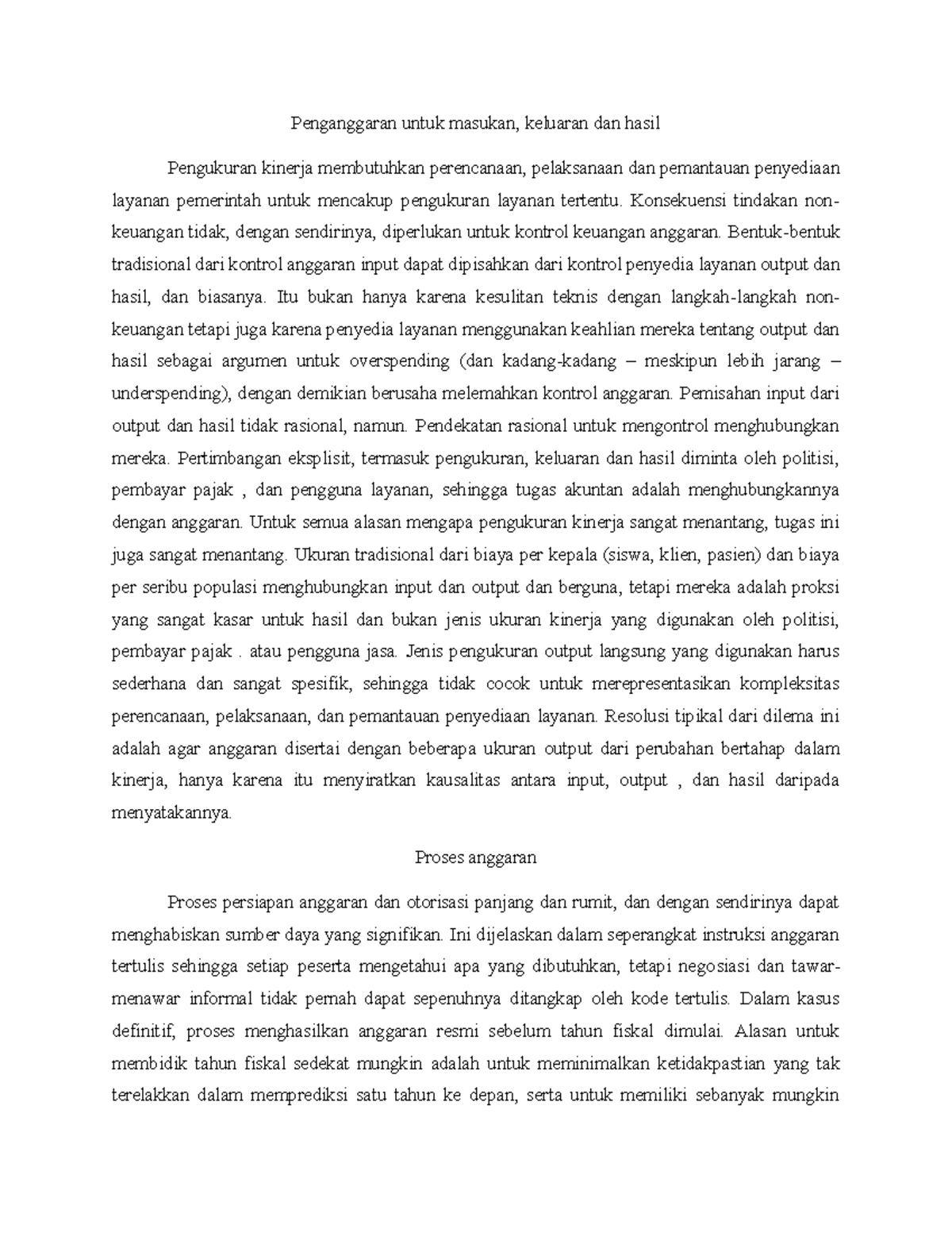 Budgeting for inputs, outputs and outcomes - Penganggaran untuk masukan ...