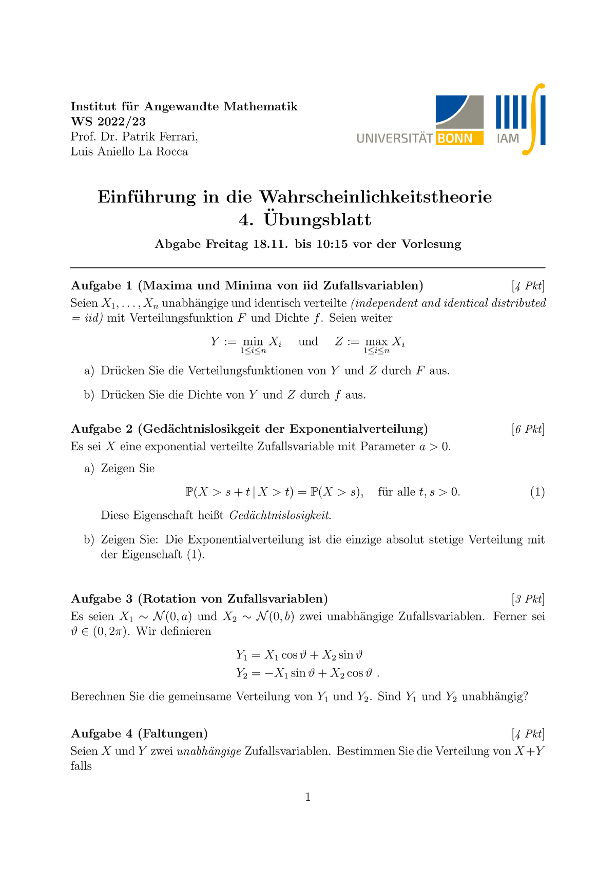 Blatt 4 - Einführung In Die Wahrscheinlichkeitstheorie Lehramt ...