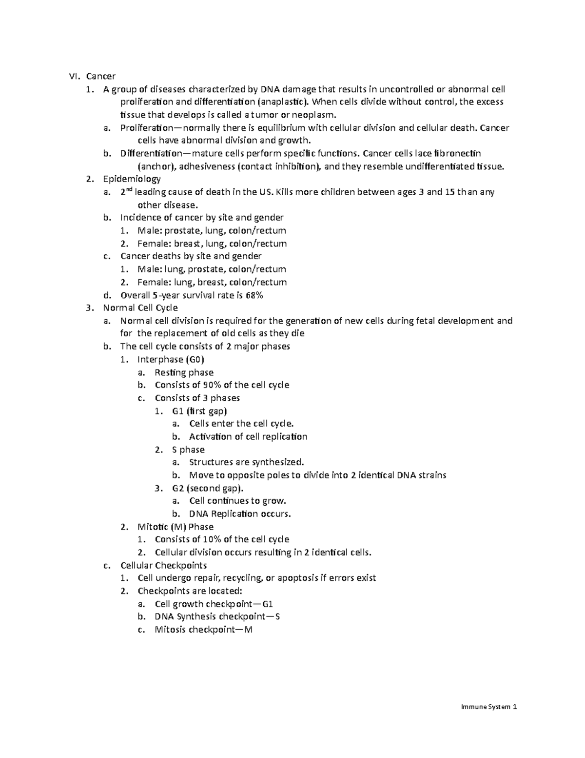 Cancer Patho and pharm - VI. Cancer 1. A group of diseases ...