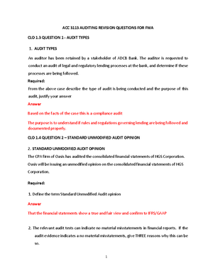 FWA Sample AUD. 2018 30 - FWA-AUDITENG - ACC 3113 AUDITING FWA FINAL ...