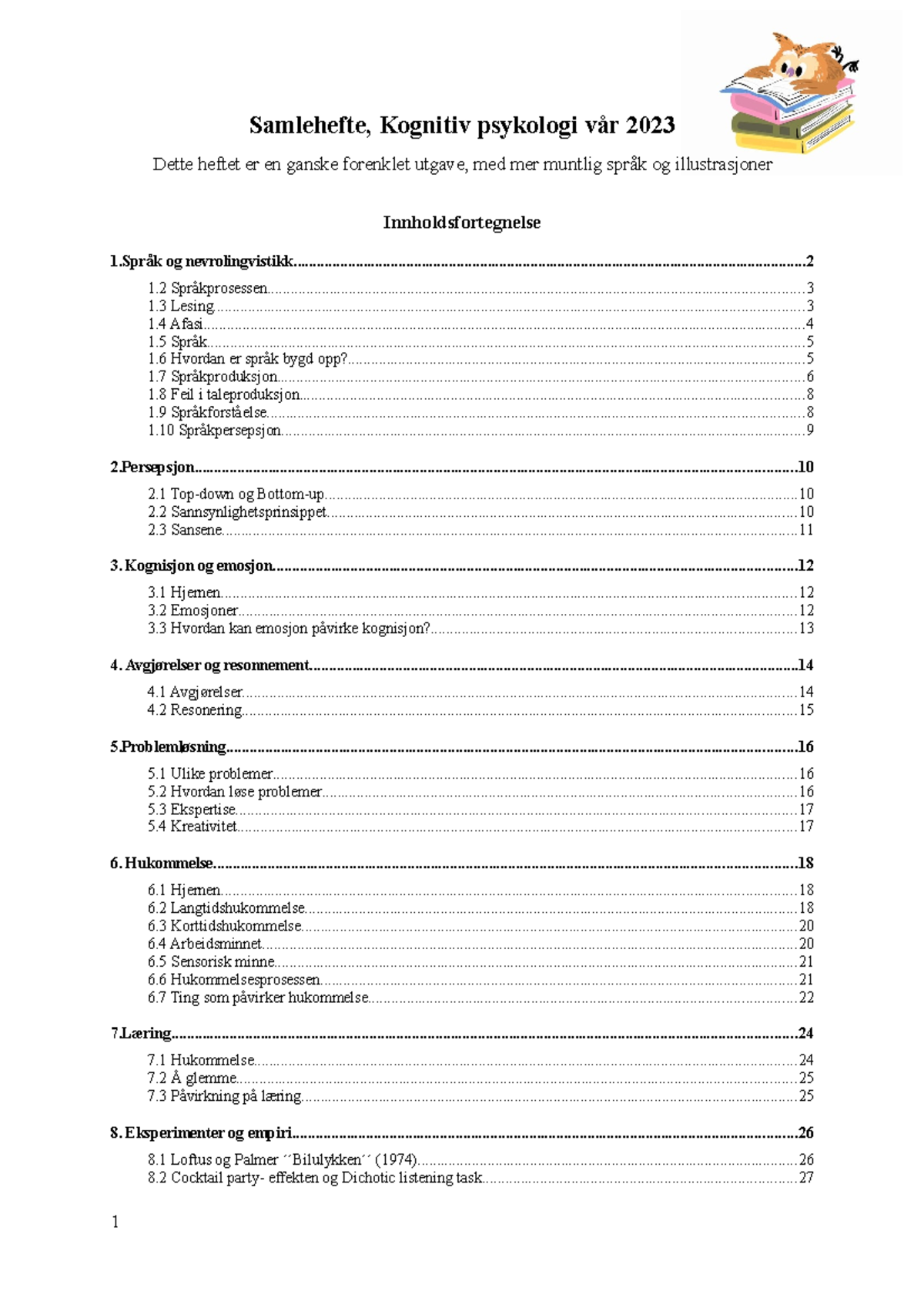 Kognitiv Samlehefte - Dette Heftet Er En Ganske Forenklet Utgave, Med ...