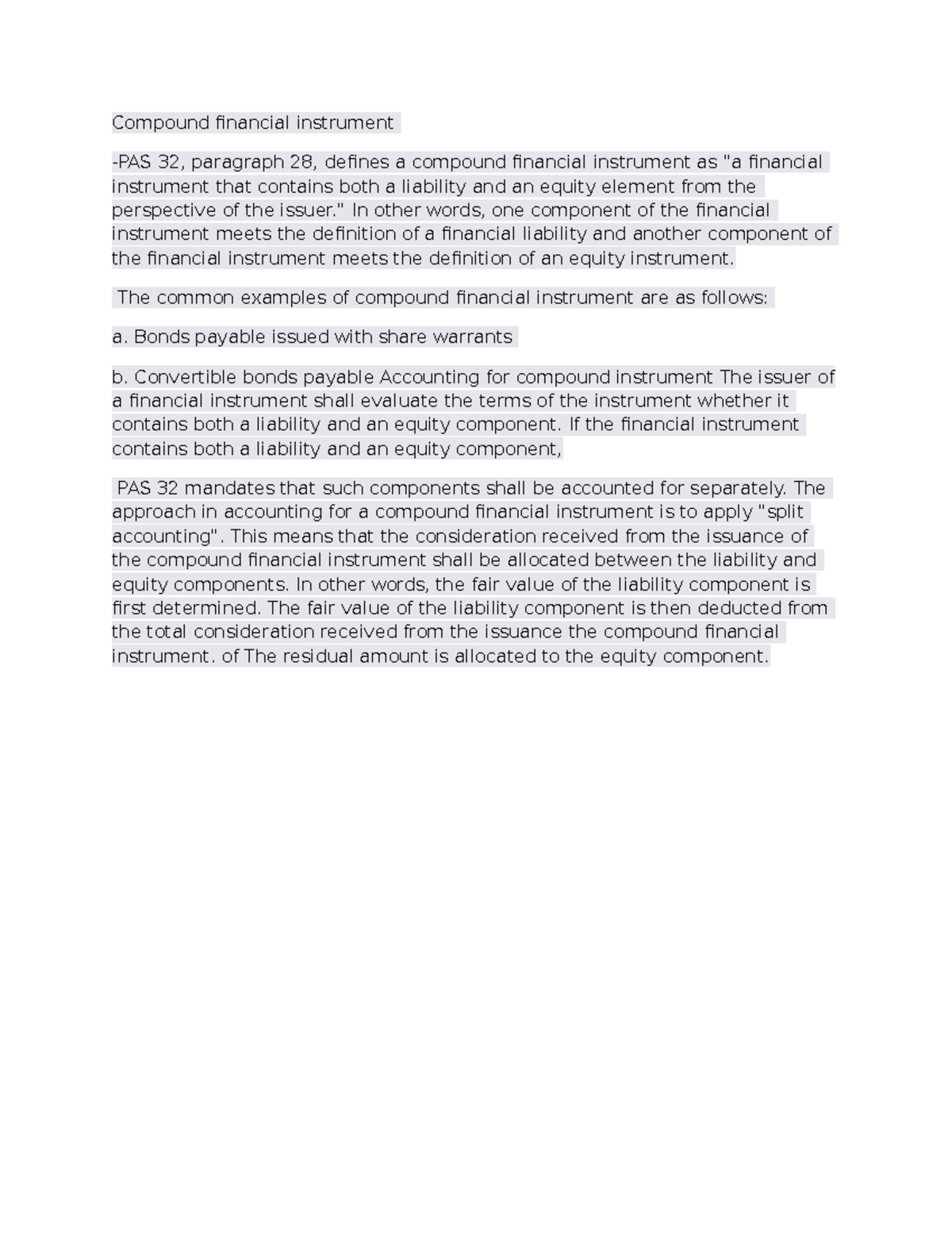 Equity Instrument - Lecture notes 1-3 - Compound financial instrument ...